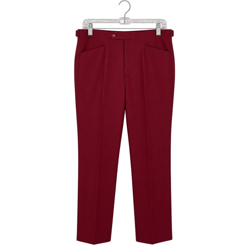 Vintage Sansabelt Jaymar Slacks Men 38 Burgundy Red Flat Front Dress Pants Golf